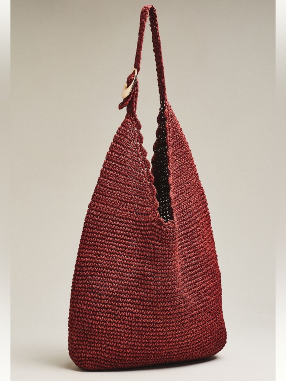 Anthropologie LOVE KNOT RAFFIA BUCKLE SLOUCHY BAG NEW Braided Woven Shoulder Bag